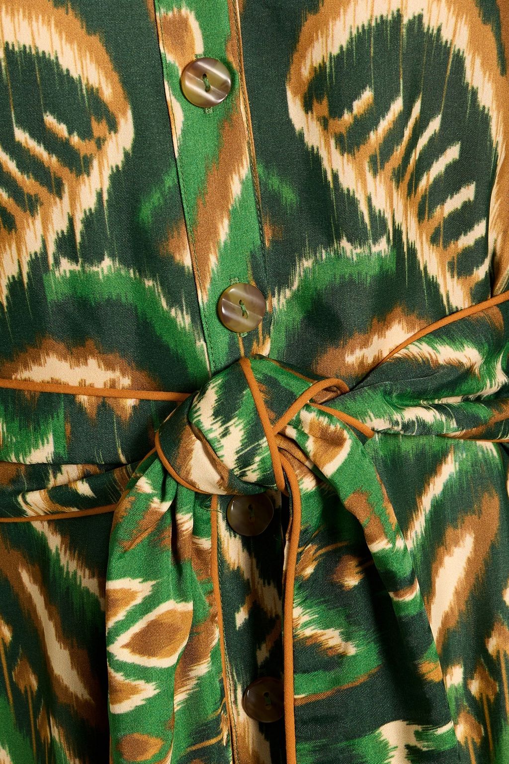 FARM RIO Ruffled printed woven mini shirt dress