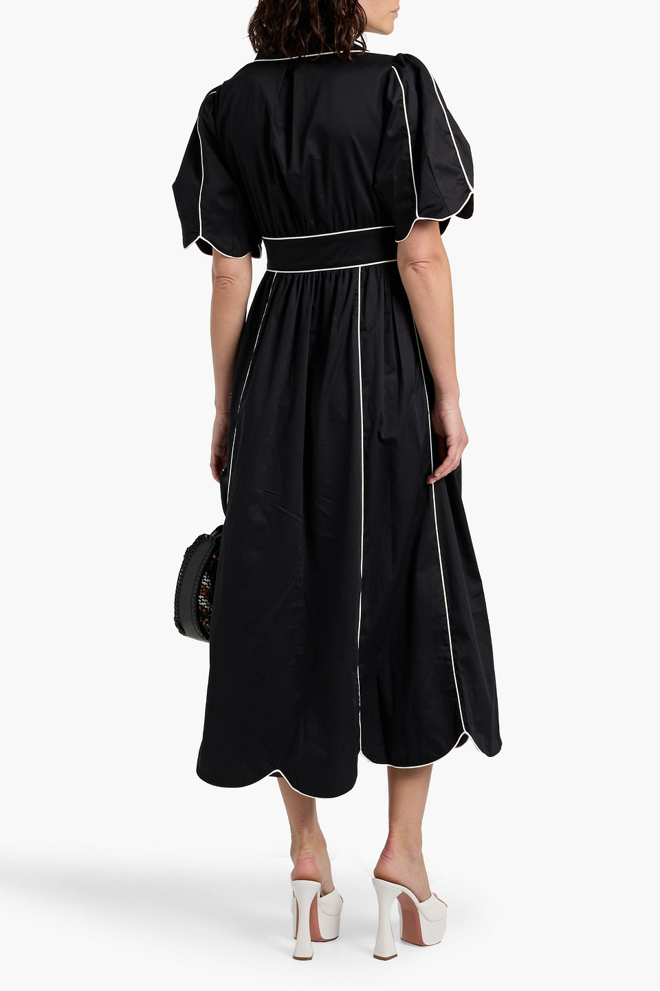 Farm Rio Tie Belt Shirtdress In Black