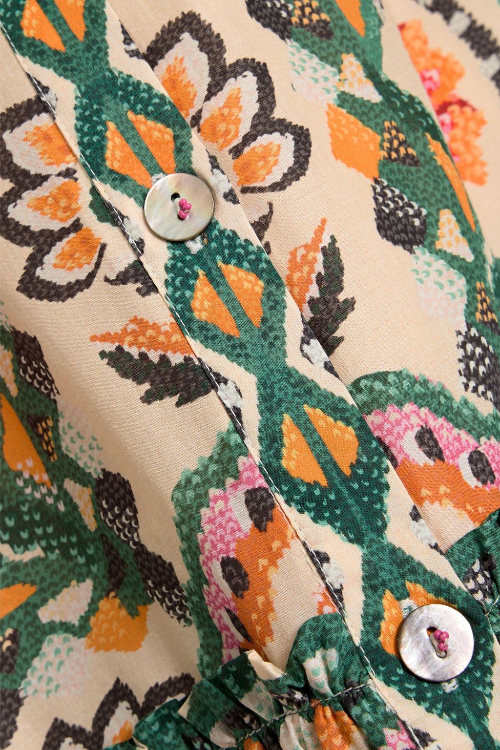 FARM RIO Ruffled floral-print cotton-voile mini dress