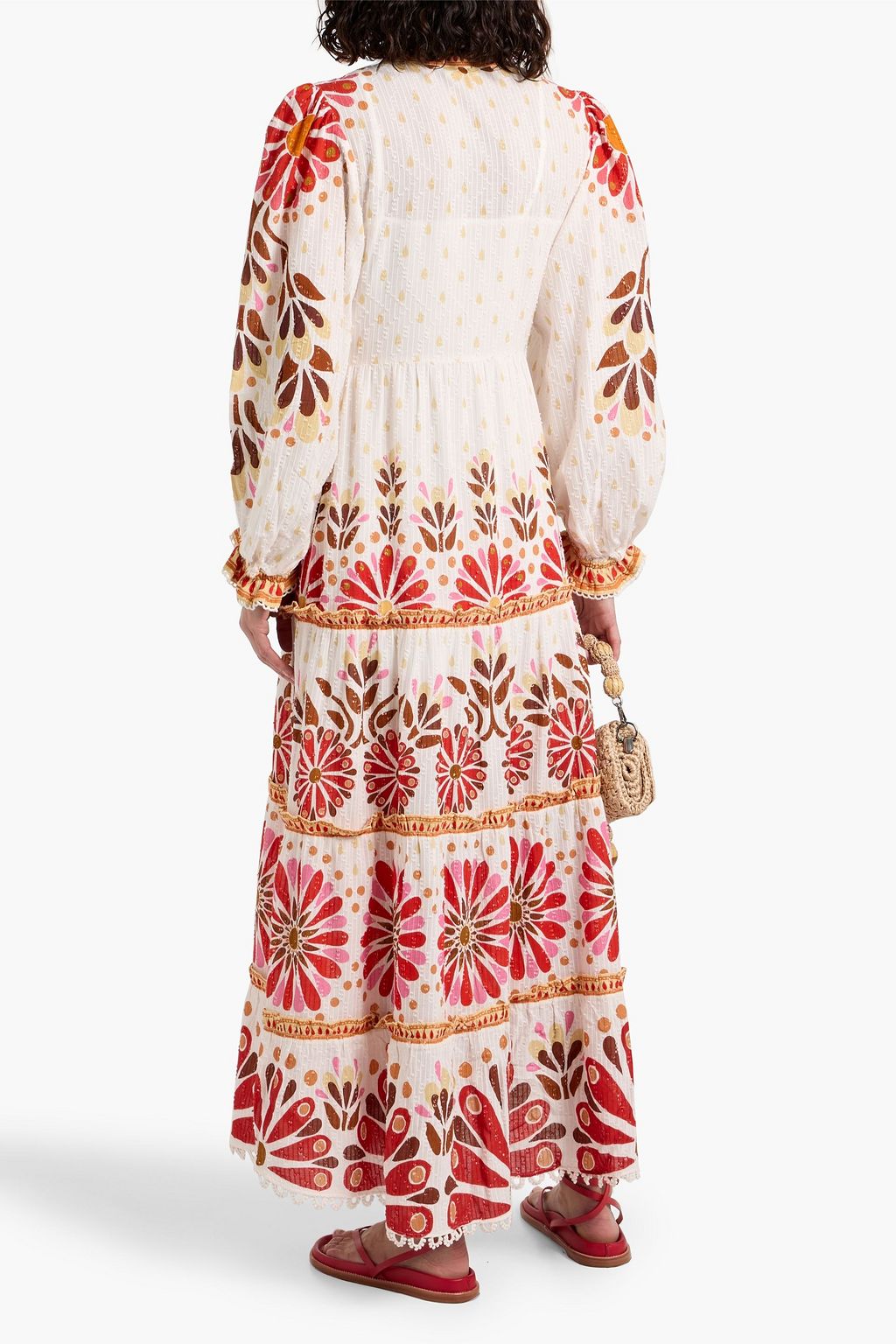 FARM RIO Floral-print fil coupé cotton-voile maxi dress