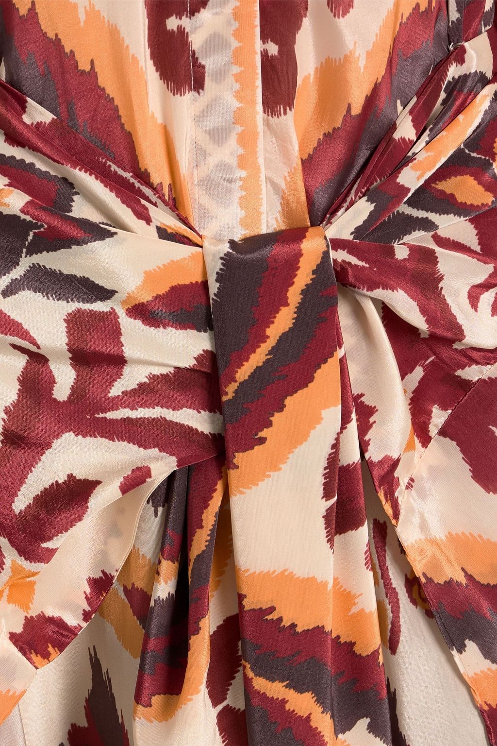 FARM RIO Tie-front printed crepe de chine midi dress