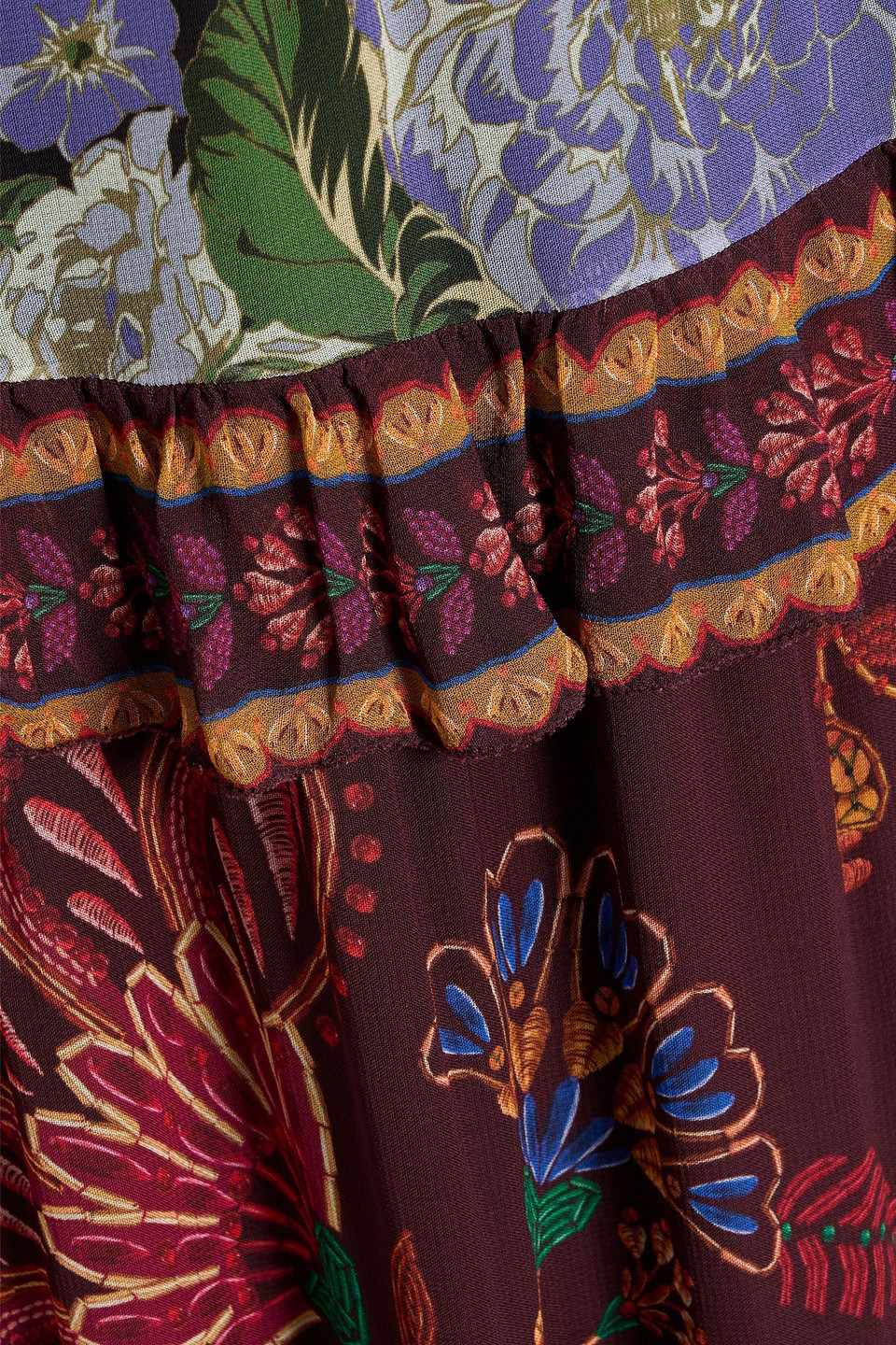 Farm Rio Tiered Floral-print Georgette Maxi Skirt In Multi