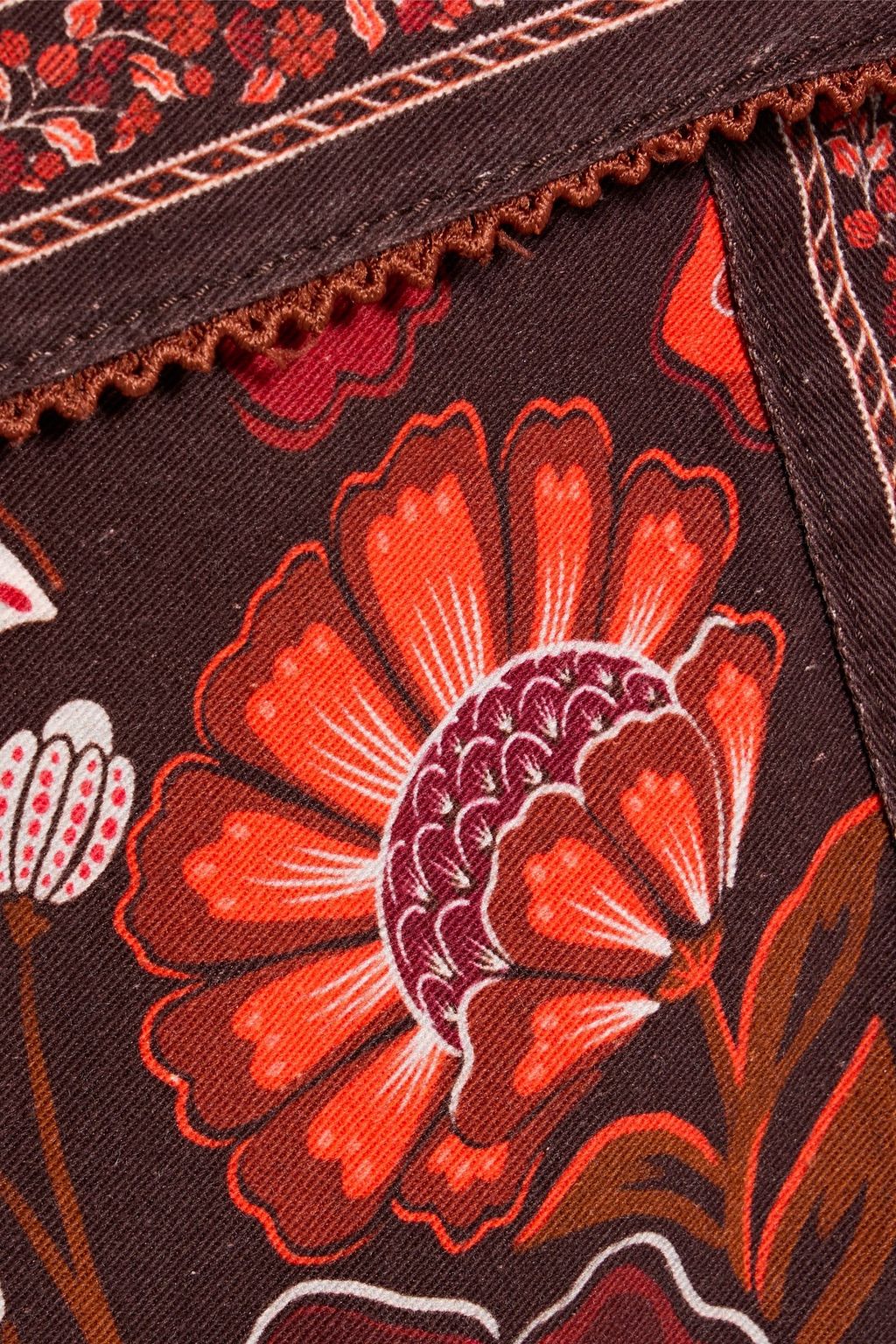 FARM RIO Wrap-effect floral-print cotton-twill mini skirt