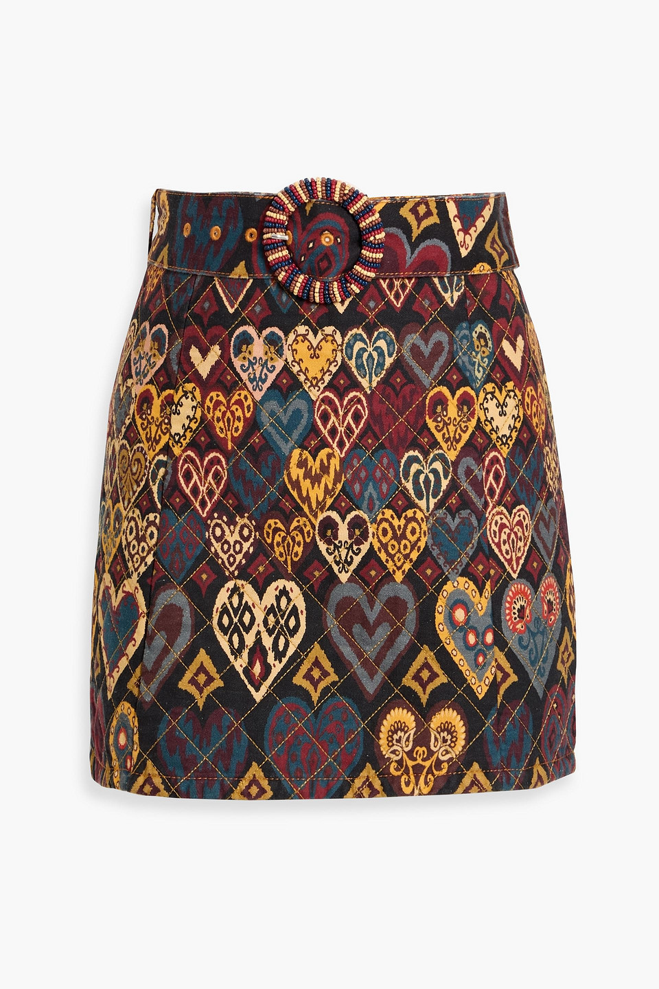 Farm Rio Printed Quilted Cotton-twill Mini Skirt In Multi
