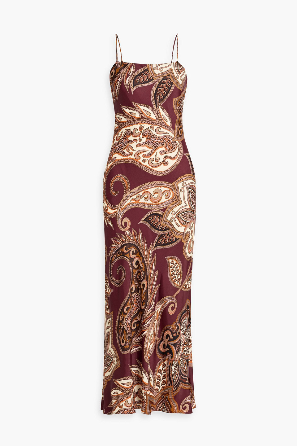 Farm Rio Paisley-print Crepe De Chine Maxi Slip Dress In Brown