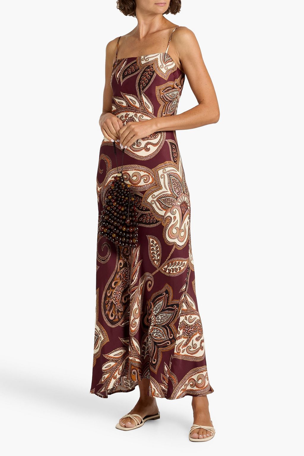FARM RIO Paisley-print crepe de chine maxi slip dress