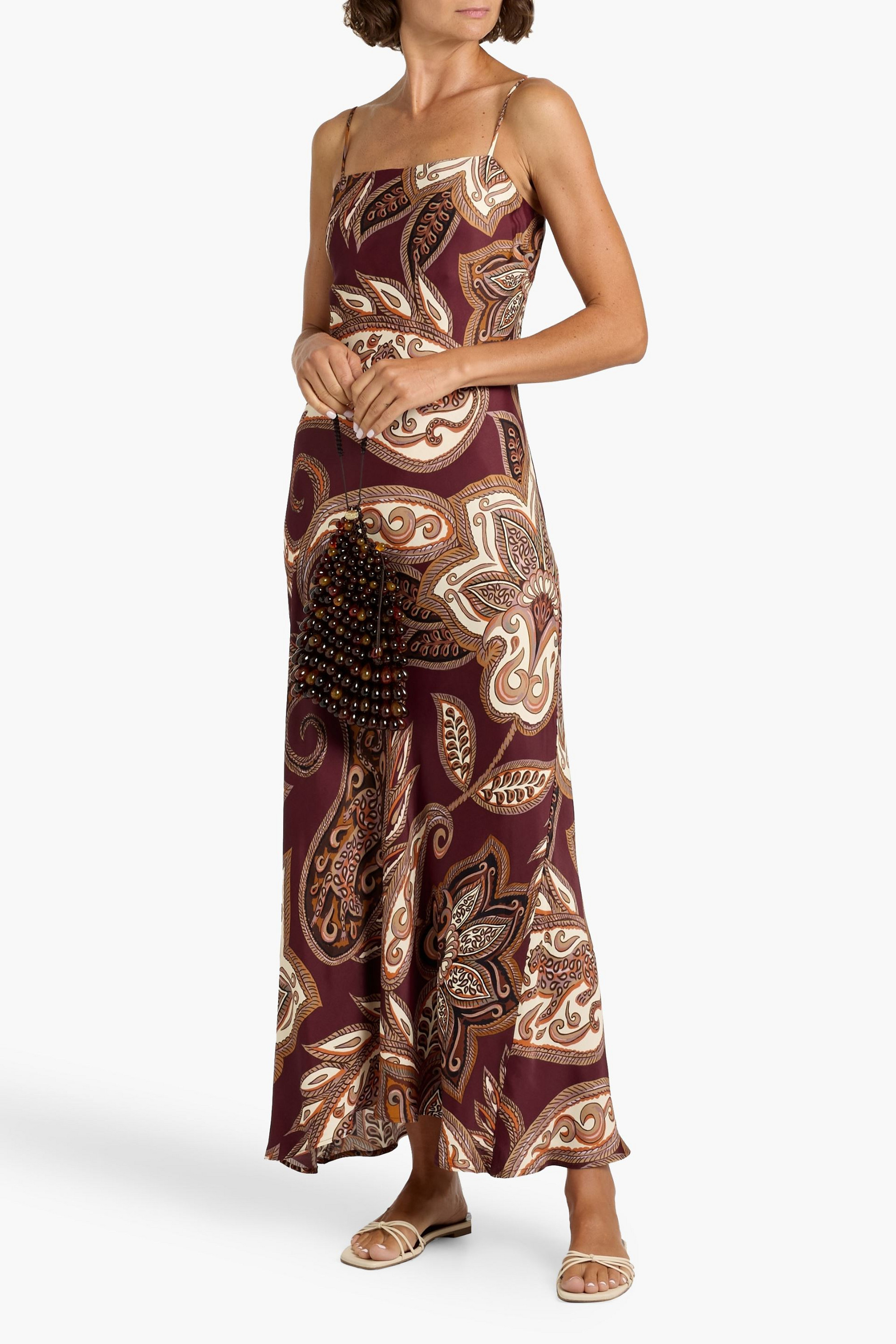 FARM Rio Paisley-print crepe de chine maxi slip dress