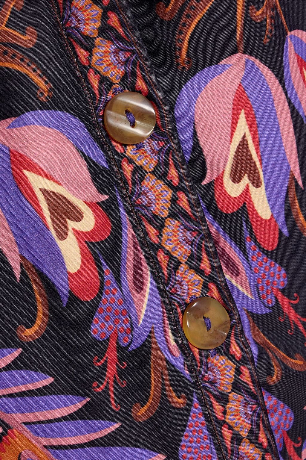 FARM RIO Printed crepe de chine shirt