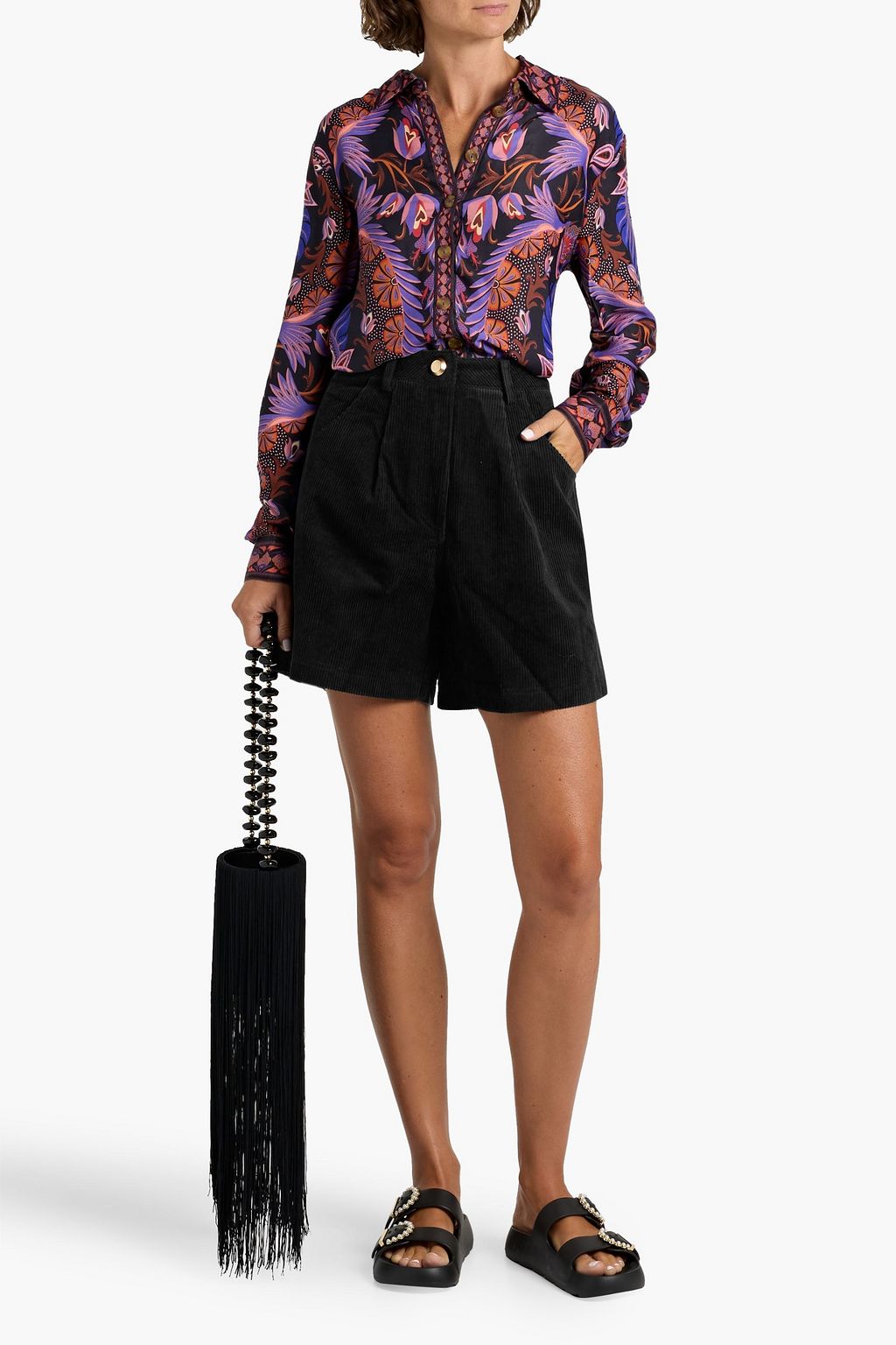 FARM RIO Printed crepe de chine shirt