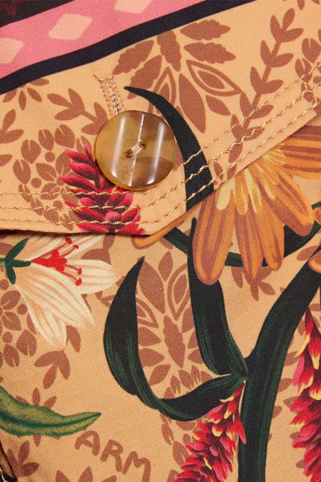 FARM RIO Printed cotton-poplin midi shirt dress