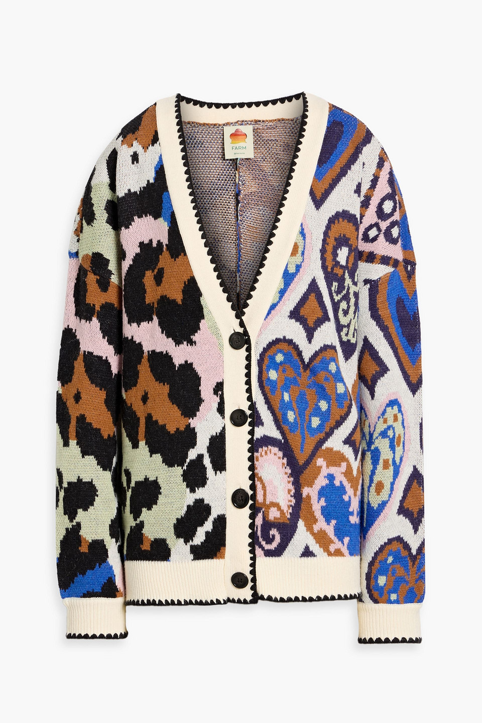 Farm Rio Jacquard-knit Cardigan In Multi