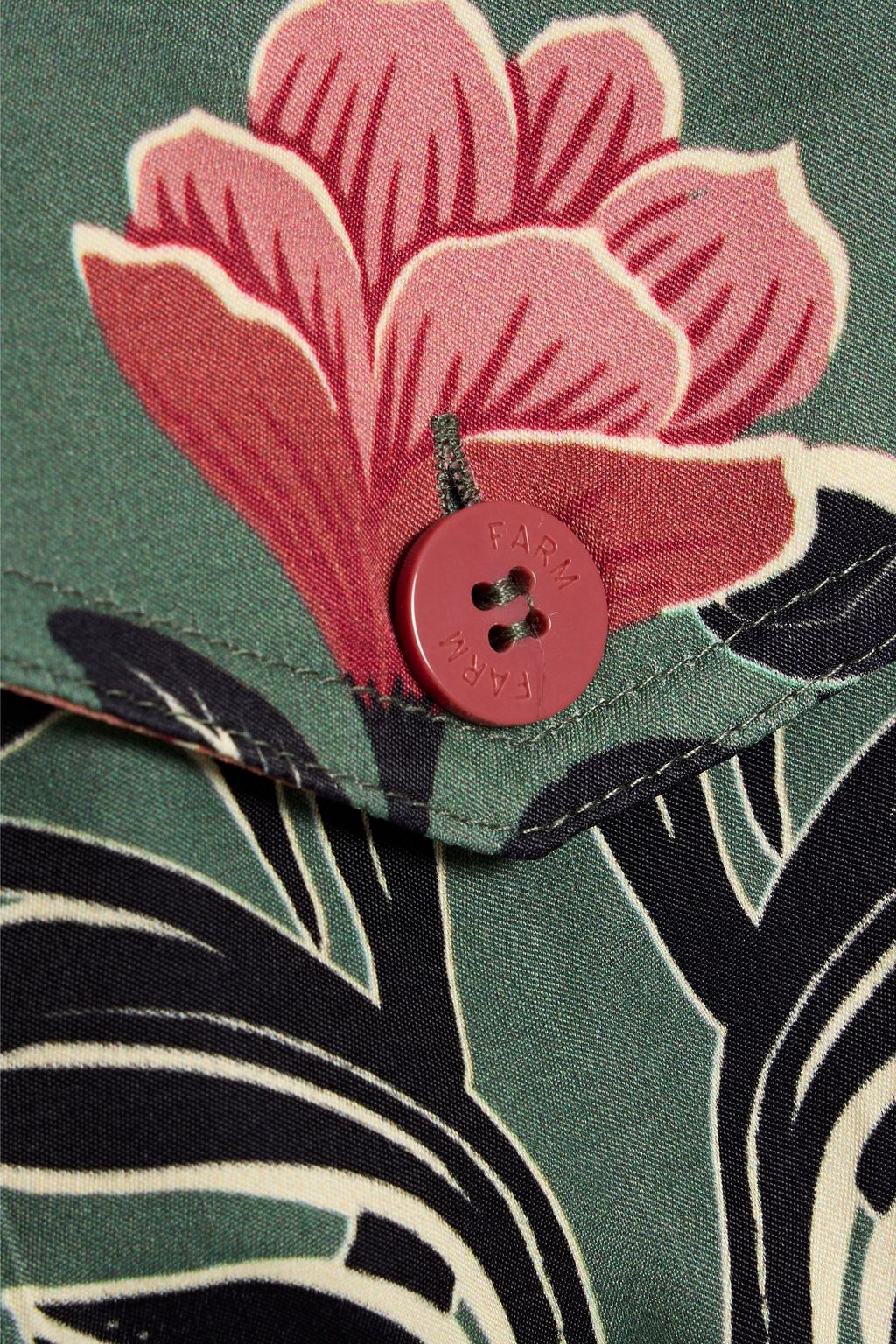 FARM RIO Belted floral-print crepe de chine midi shirt dress