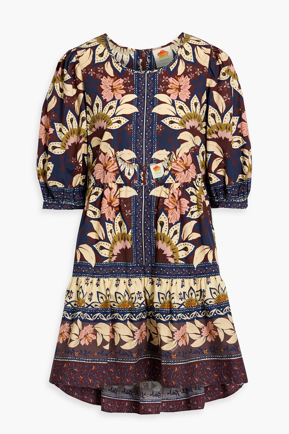 Farm Rio Floral-print Cotton-poplin Mini Dress In Multi