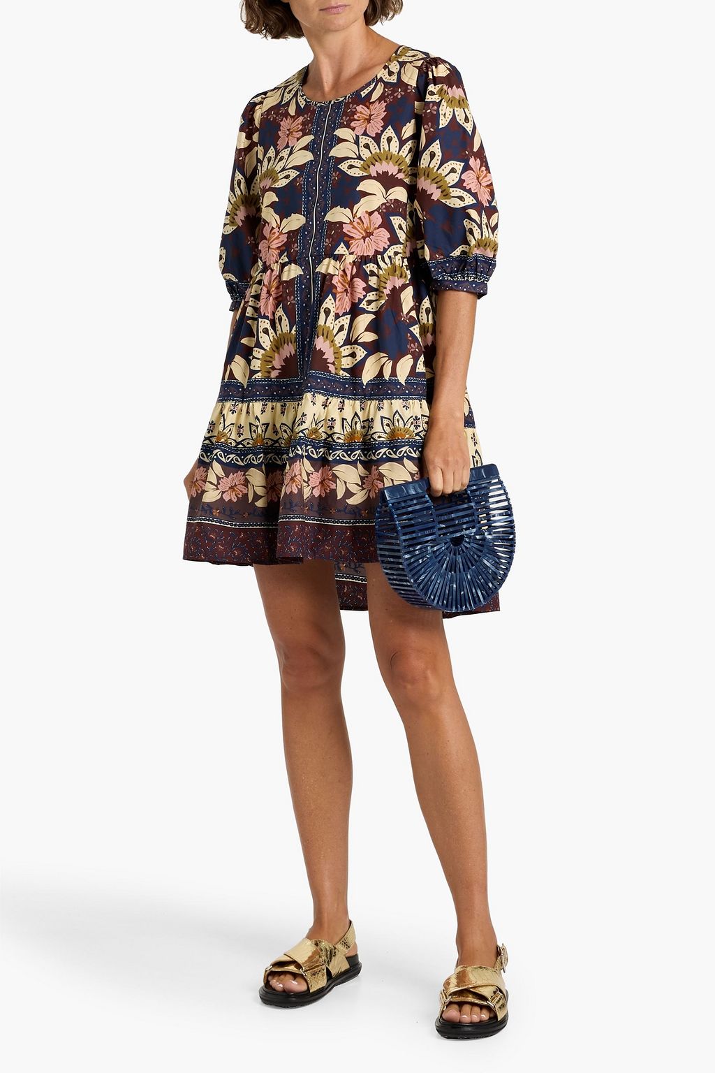 FARM RIO Floral-print cotton-poplin mini dress