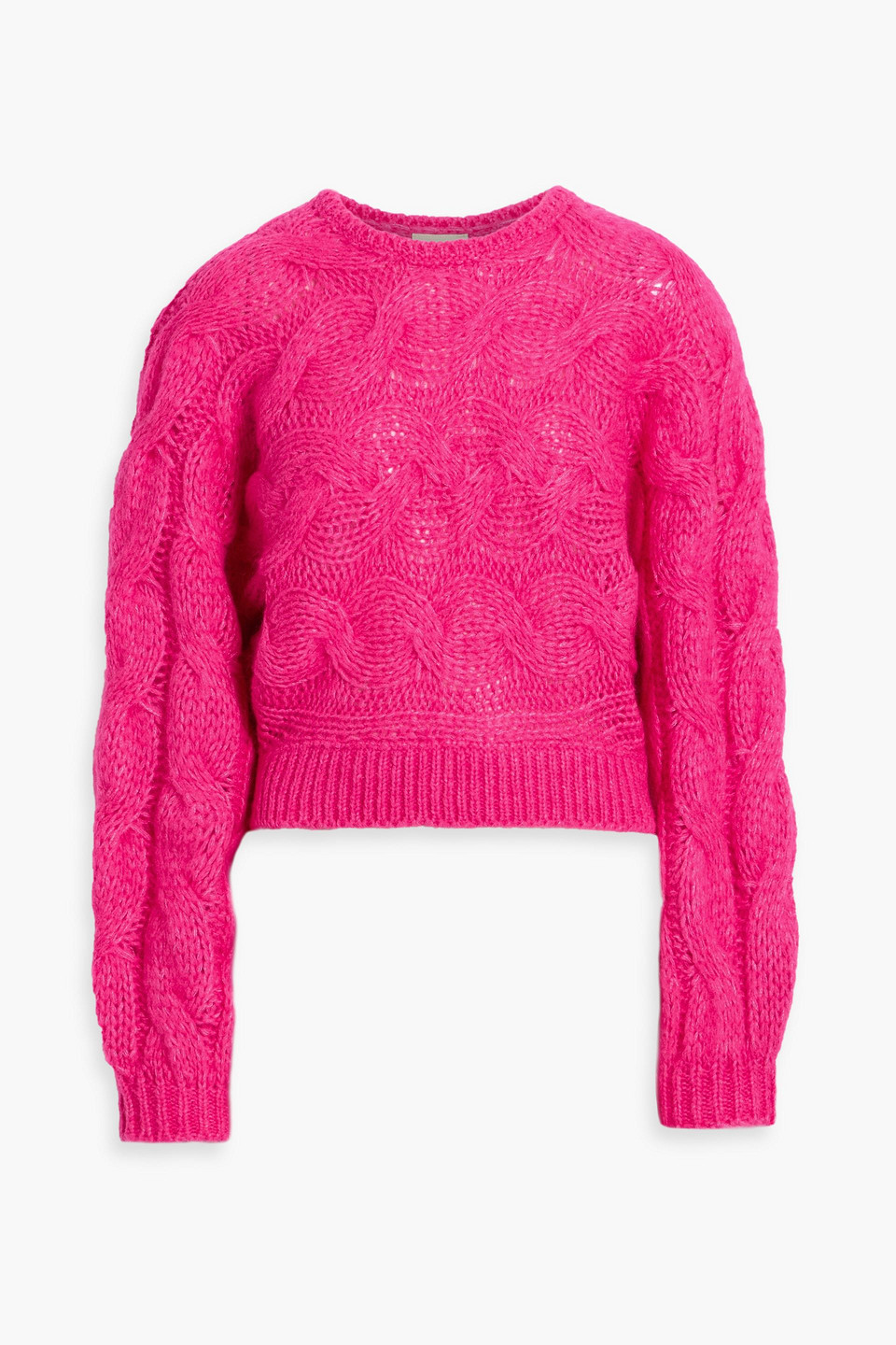 Farm Rio Cable Crewneck Sweater In Pink