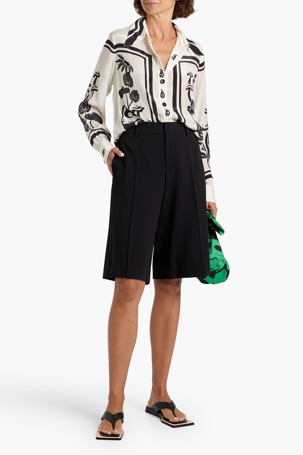 FARM RIO Printed crepe de chine shirt