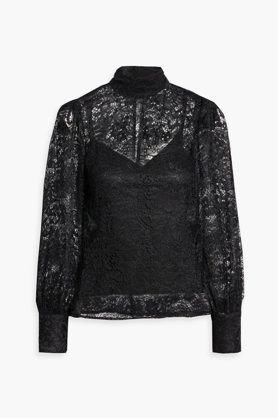 Farm Rio Corded Lace Blouse In Black