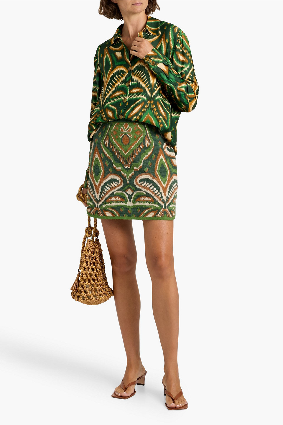 Farm Rio Jacquard Knit Mini Skirt In Pineapple Ikat In Green | ModeSens Farm Rio Jacquard Knit Mini Skirt In Pineapple Ikat In Green | ModeSens