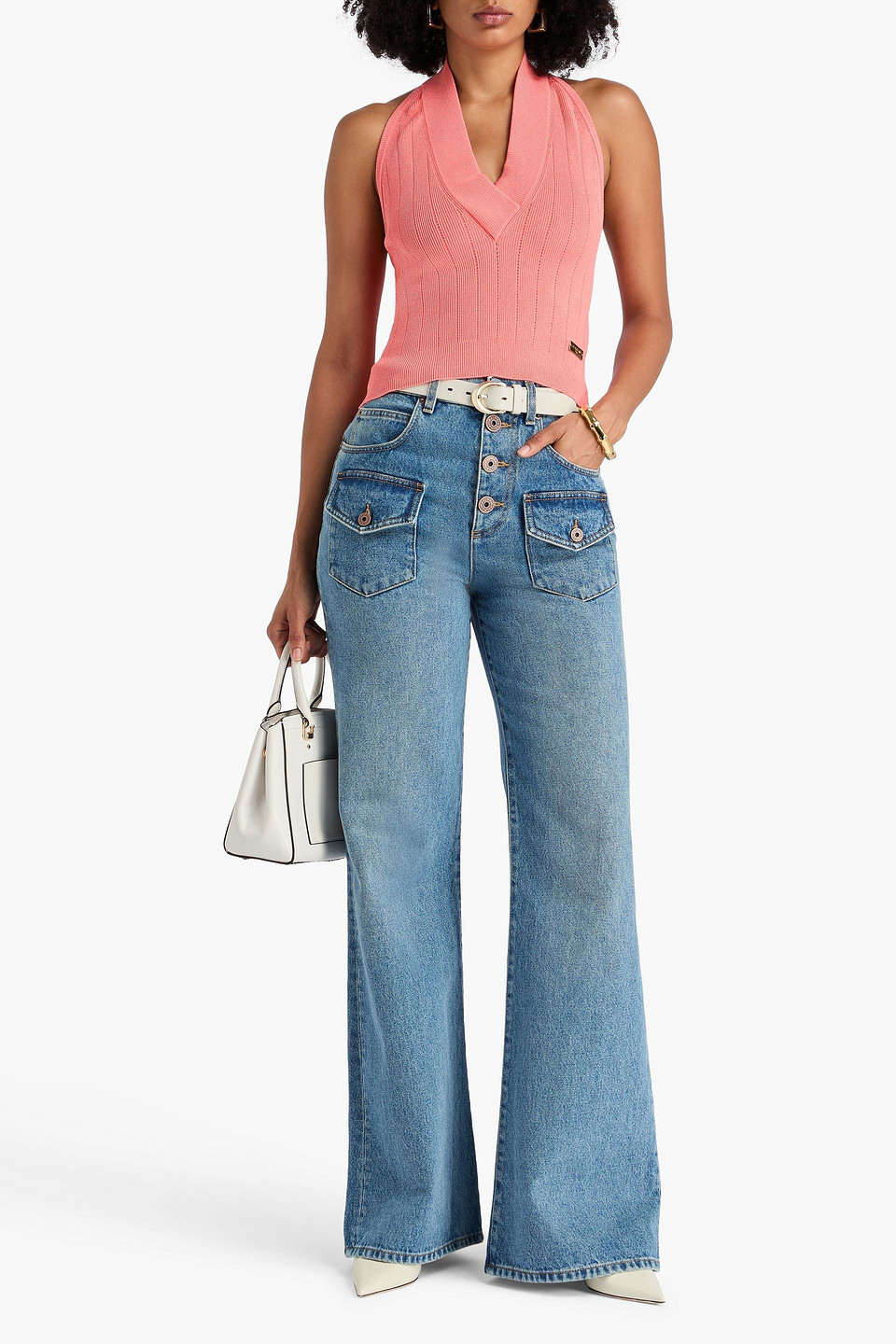  Balmain - Hoch Sitzende Schlagjeans - Blau - Fr 34 
