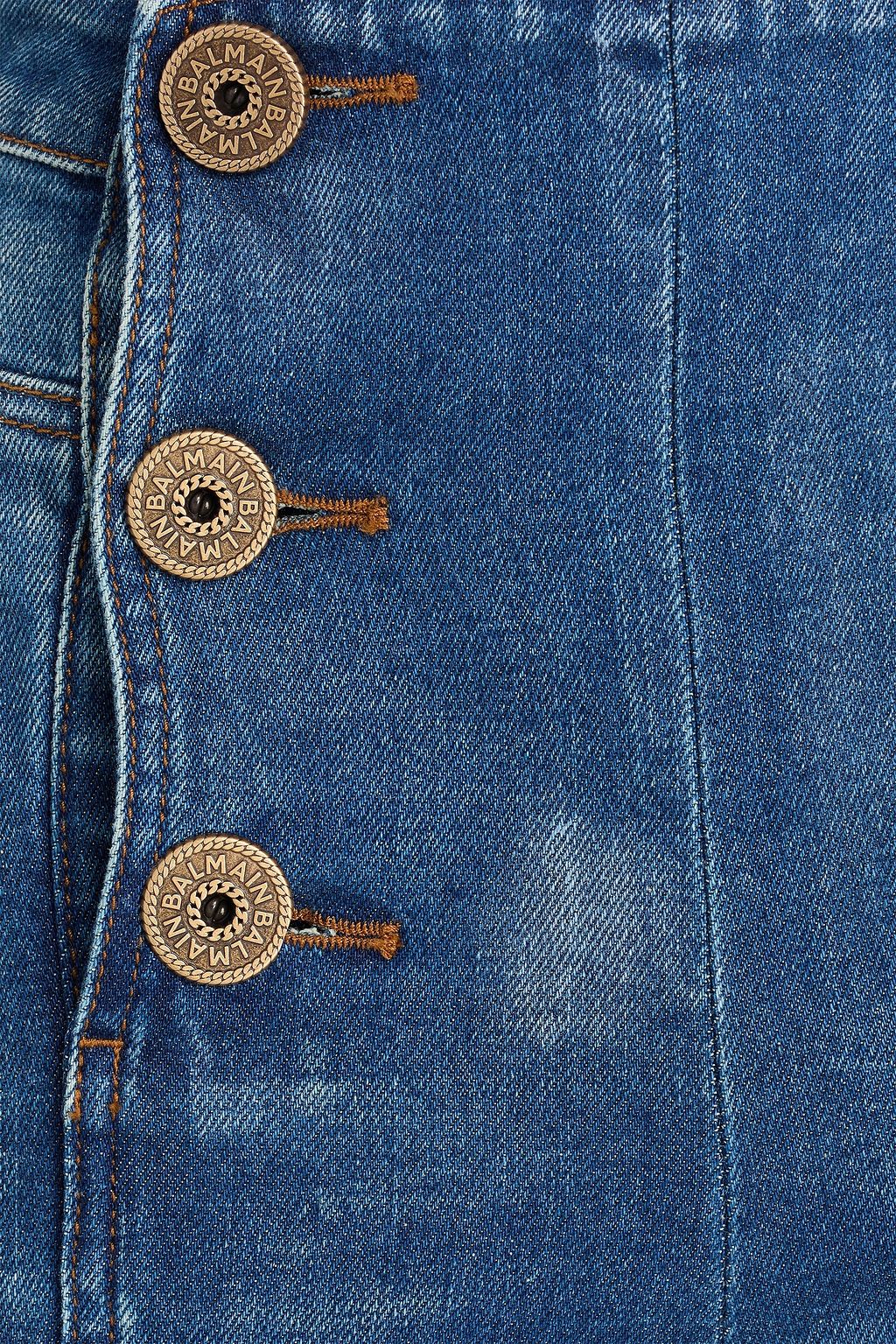 BALMAIN Hoch sitzende Cropped Bootcut-Jeans in ausgewaschener Optik