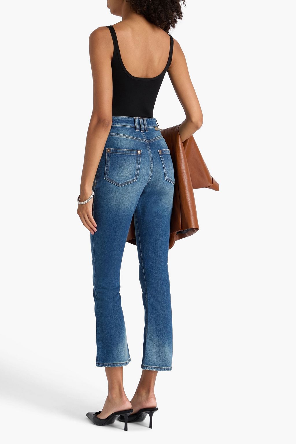BALMAIN Hoch sitzende Cropped Bootcut-Jeans in ausgewaschener Optik