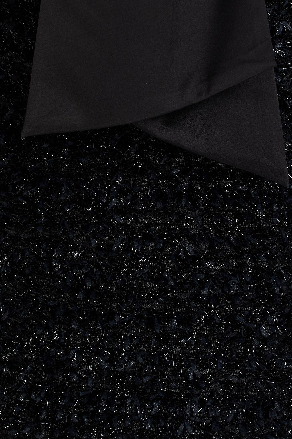BALMAIN Strapless draped silk-blend satin and metallic tweed mini dress