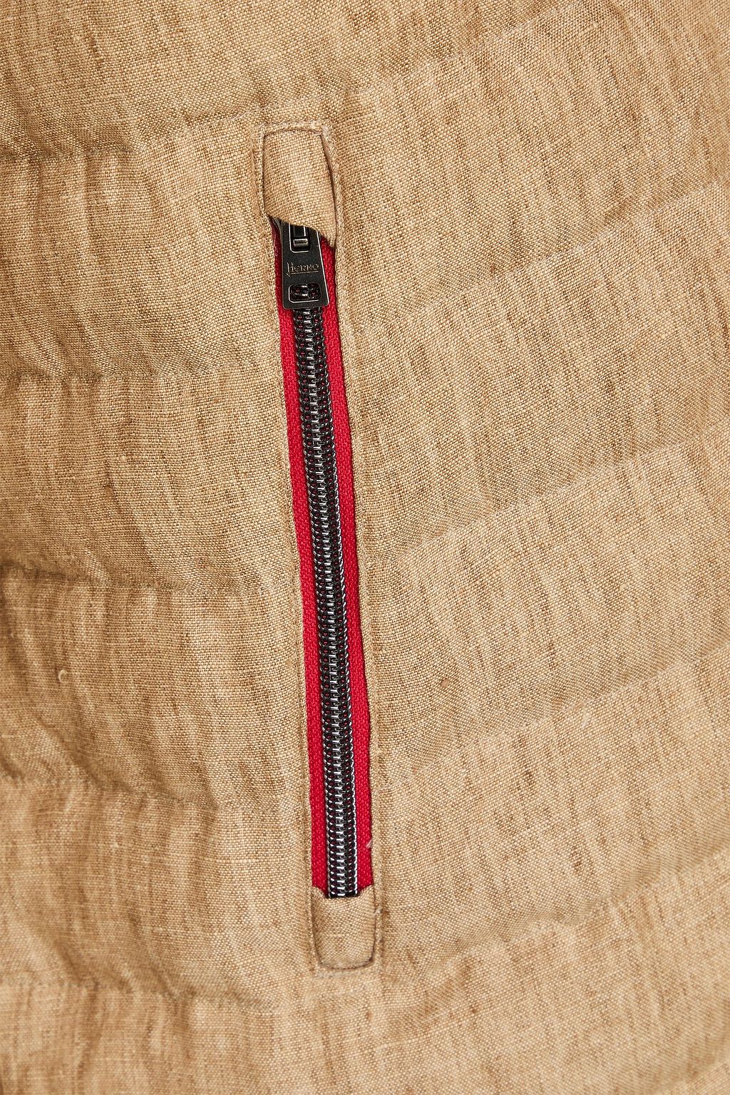 HERNO جاكيت مبطّن بقبعة محشو بالزغب من الكتان