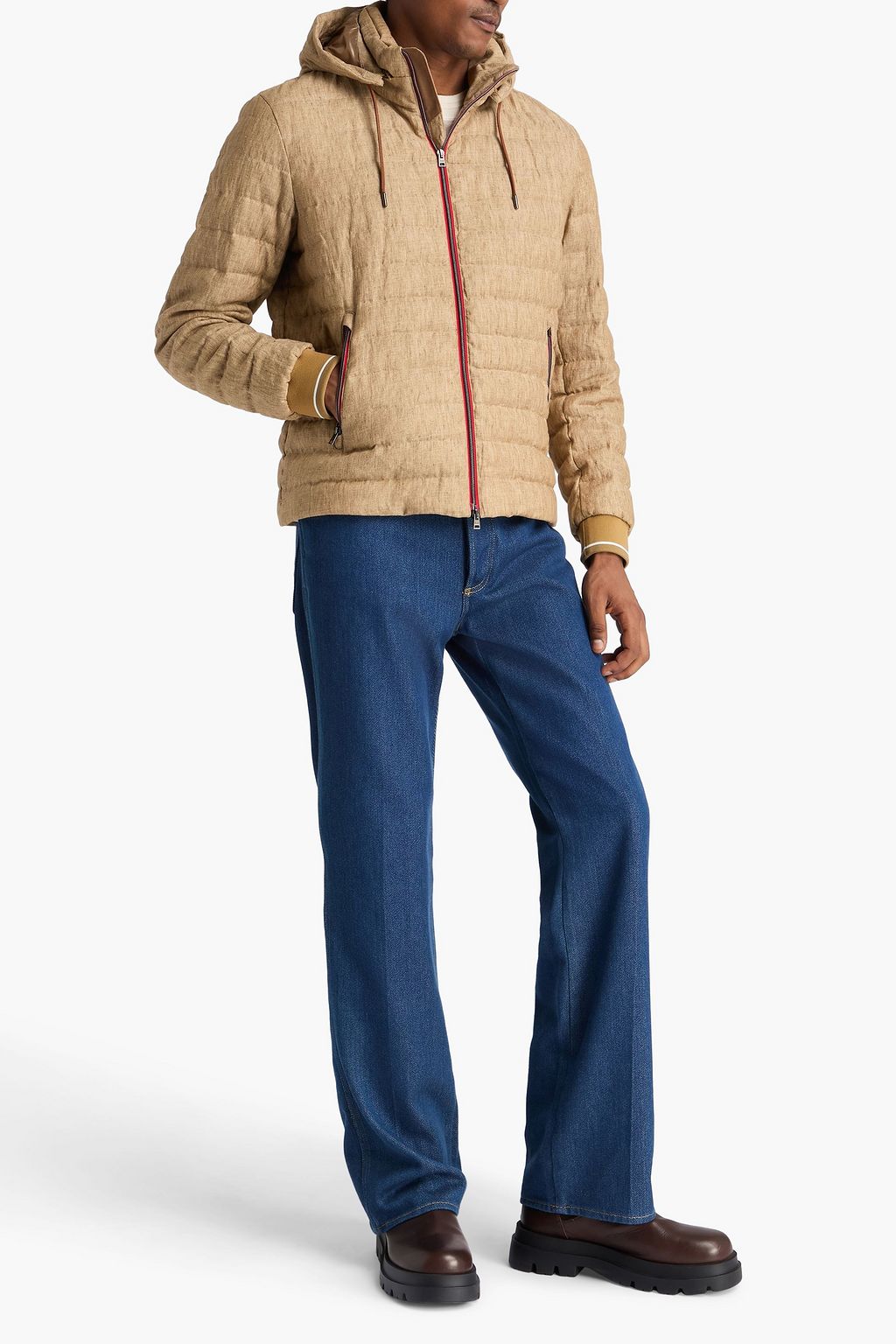 HERNO جاكيت مبطّن بقبعة محشو بالزغب من الكتان