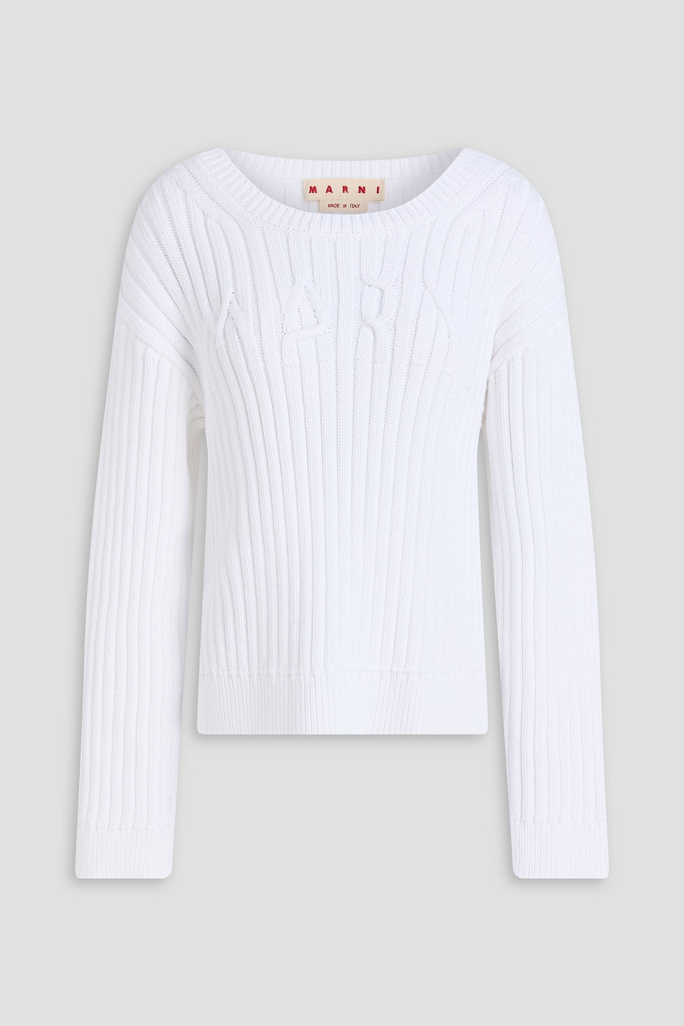 Marni Ribbed Cotton-blend Sweater In White