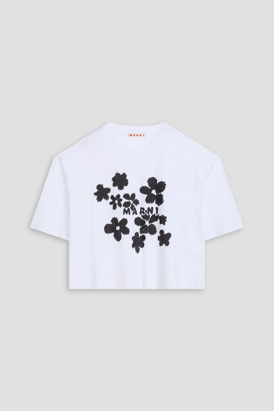 Marni Cropped Printed Cotton-jersey T-shirt In White