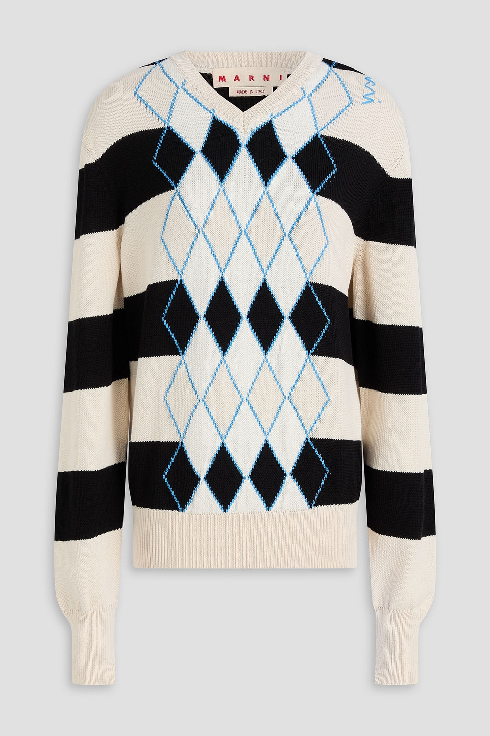 Marni Argyle Intarsia Cotton Sweater In Multi