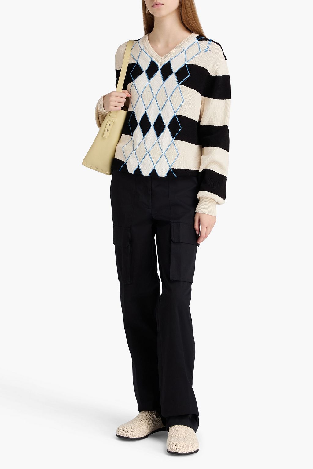 MARNI Argyle intarsia cotton sweater