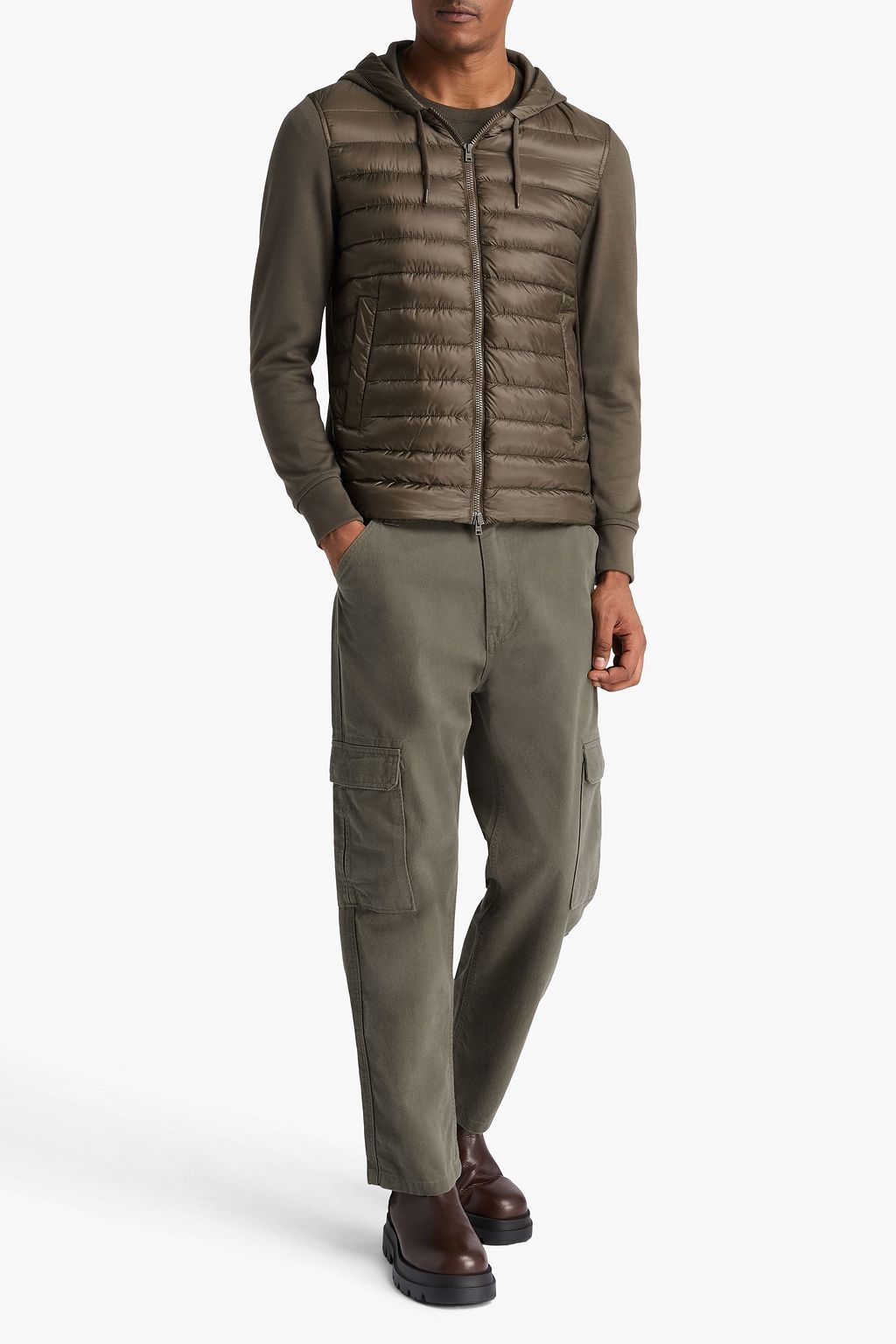 HERNO Jersey-paneled quilted shell jacket