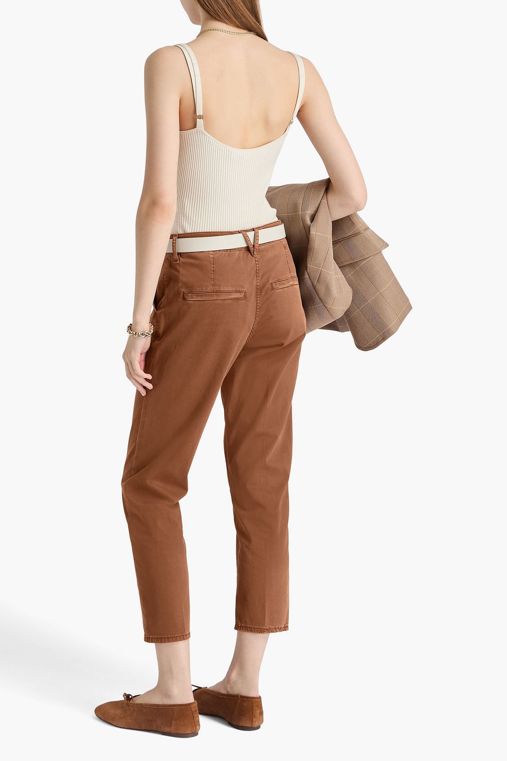 VERONICA BEARD Sia cropped stretch cotton-twill tapered pants