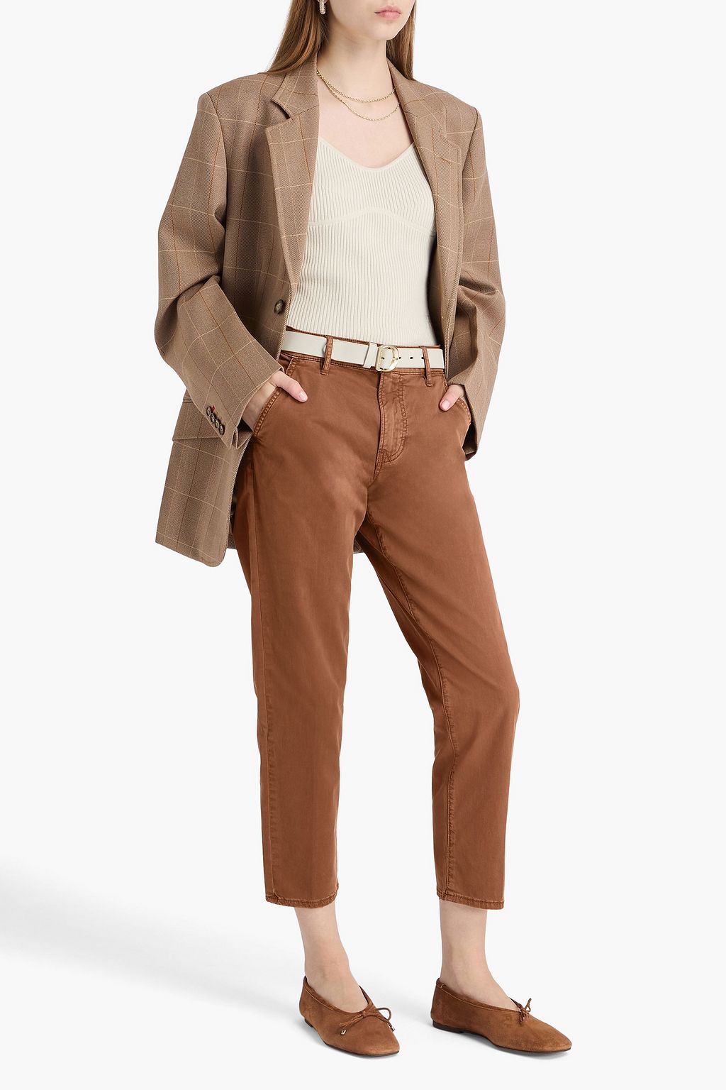 VERONICA BEARD Sia cropped stretch cotton-twill tapered pants
