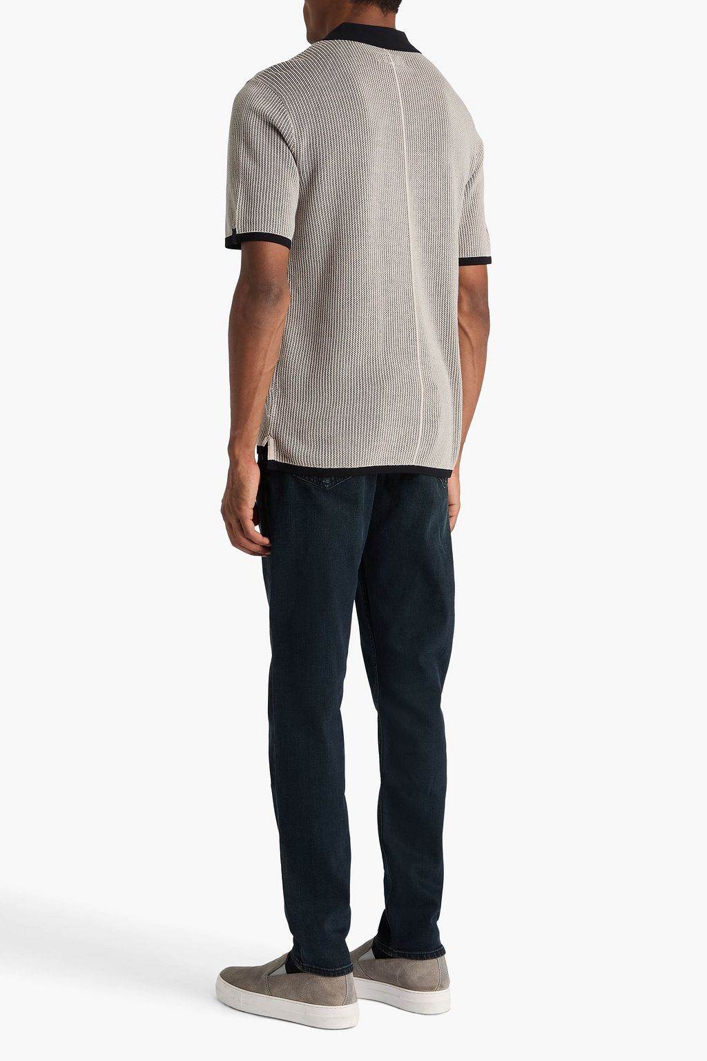 RAG & BONE Harvey ribbed cotton-blend polo shirt