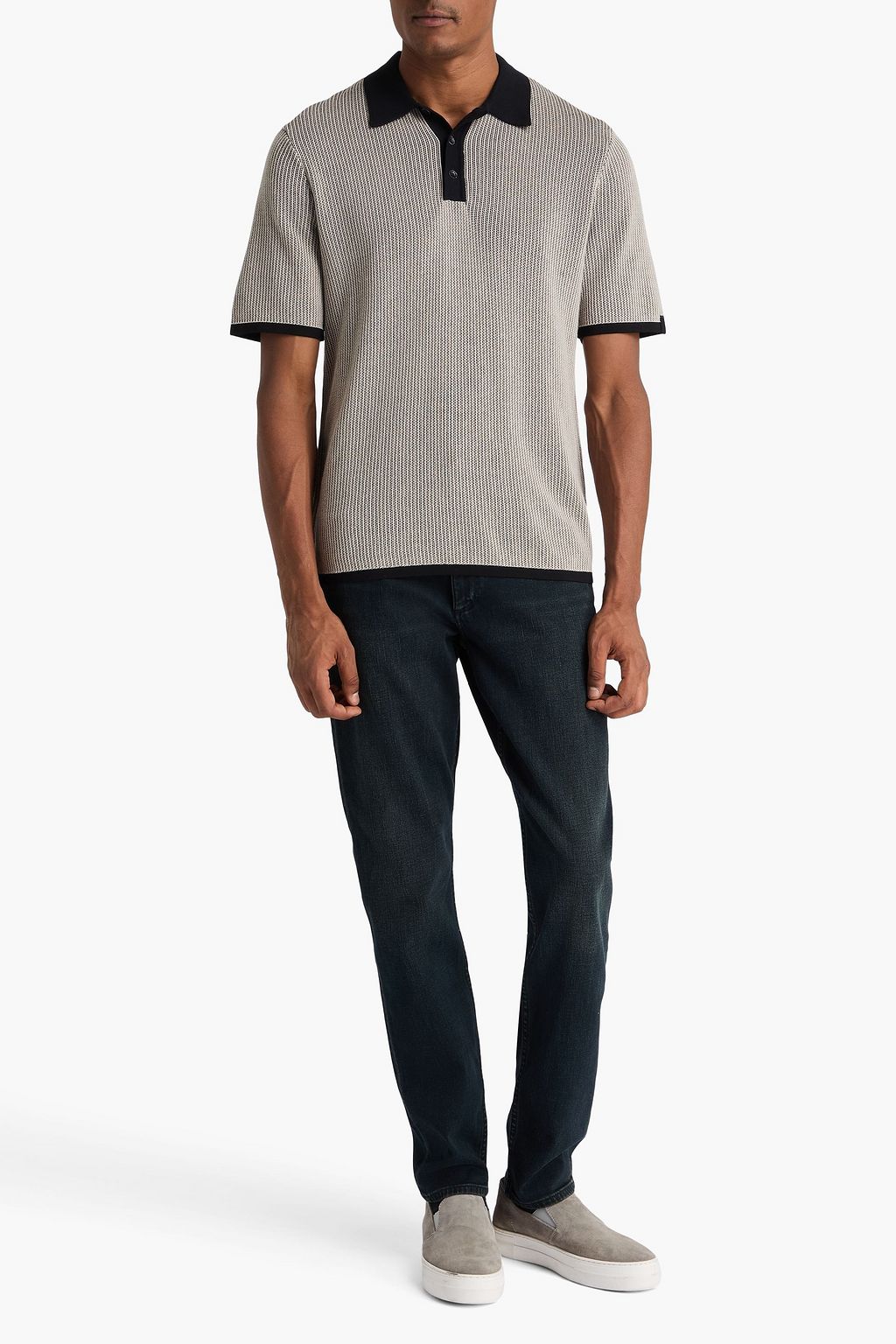 RAG & BONE Harvey ribbed cotton-blend polo shirt