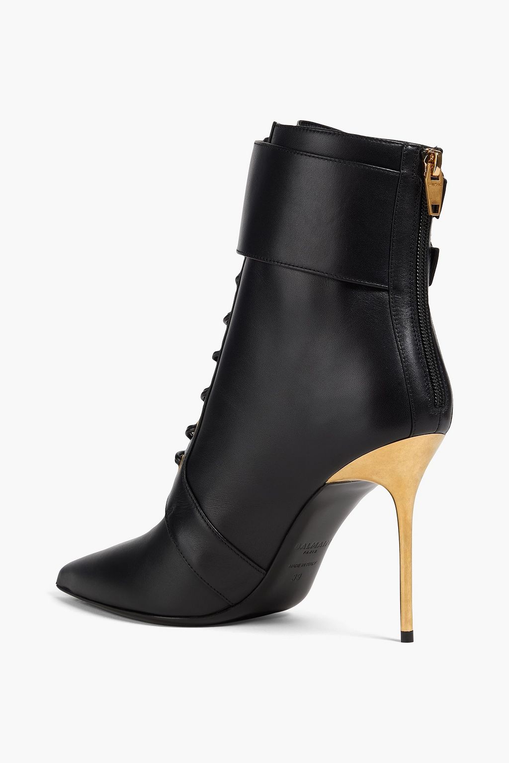 BALMAIN Ankle Boots aus Leder mit Schnalle