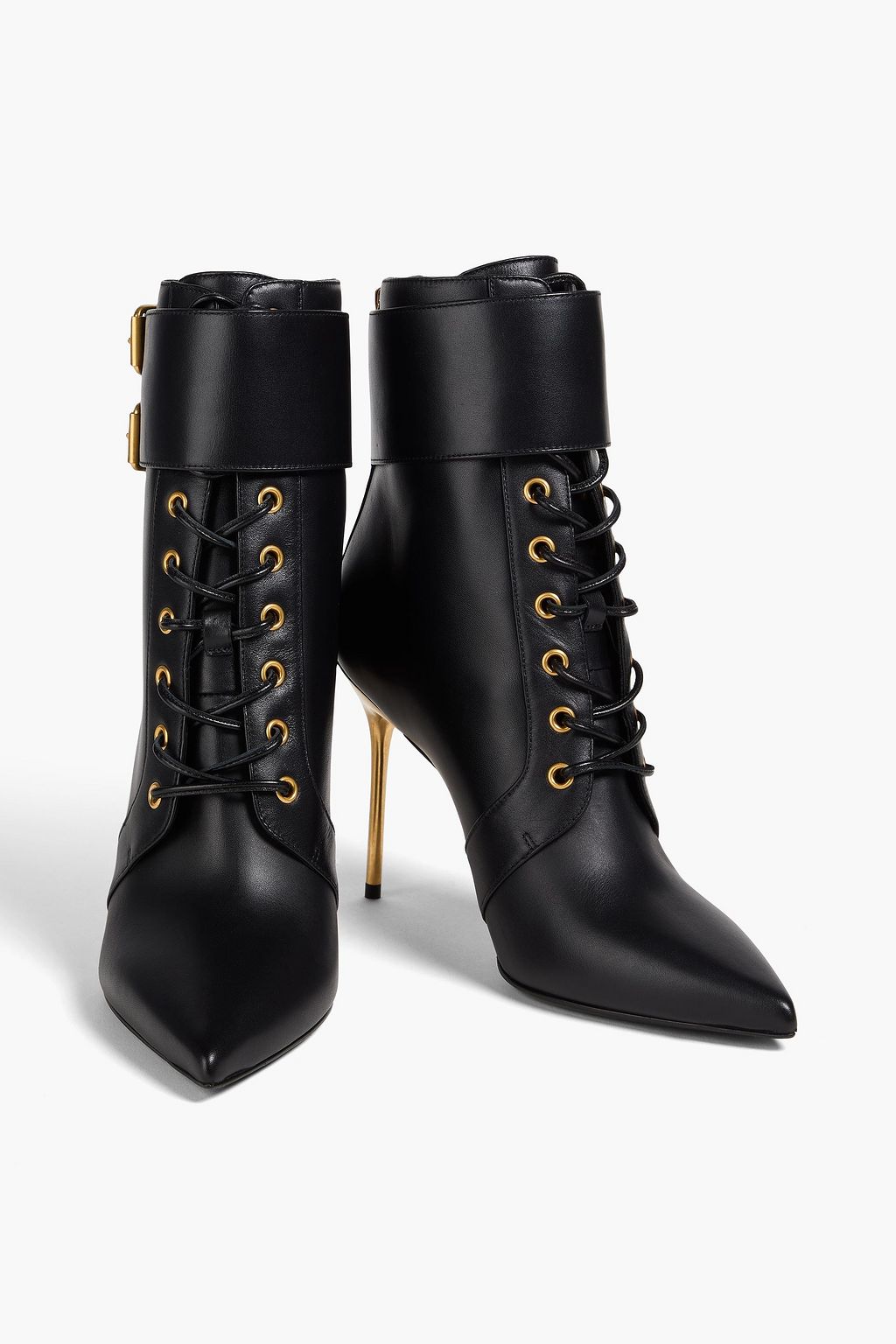 BALMAIN Ankle Boots aus Leder mit Schnalle