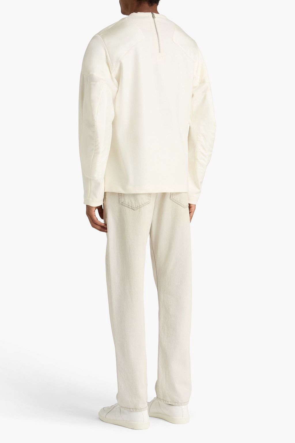 JIL SANDER Wool-felt and satin-twill sweatshirt