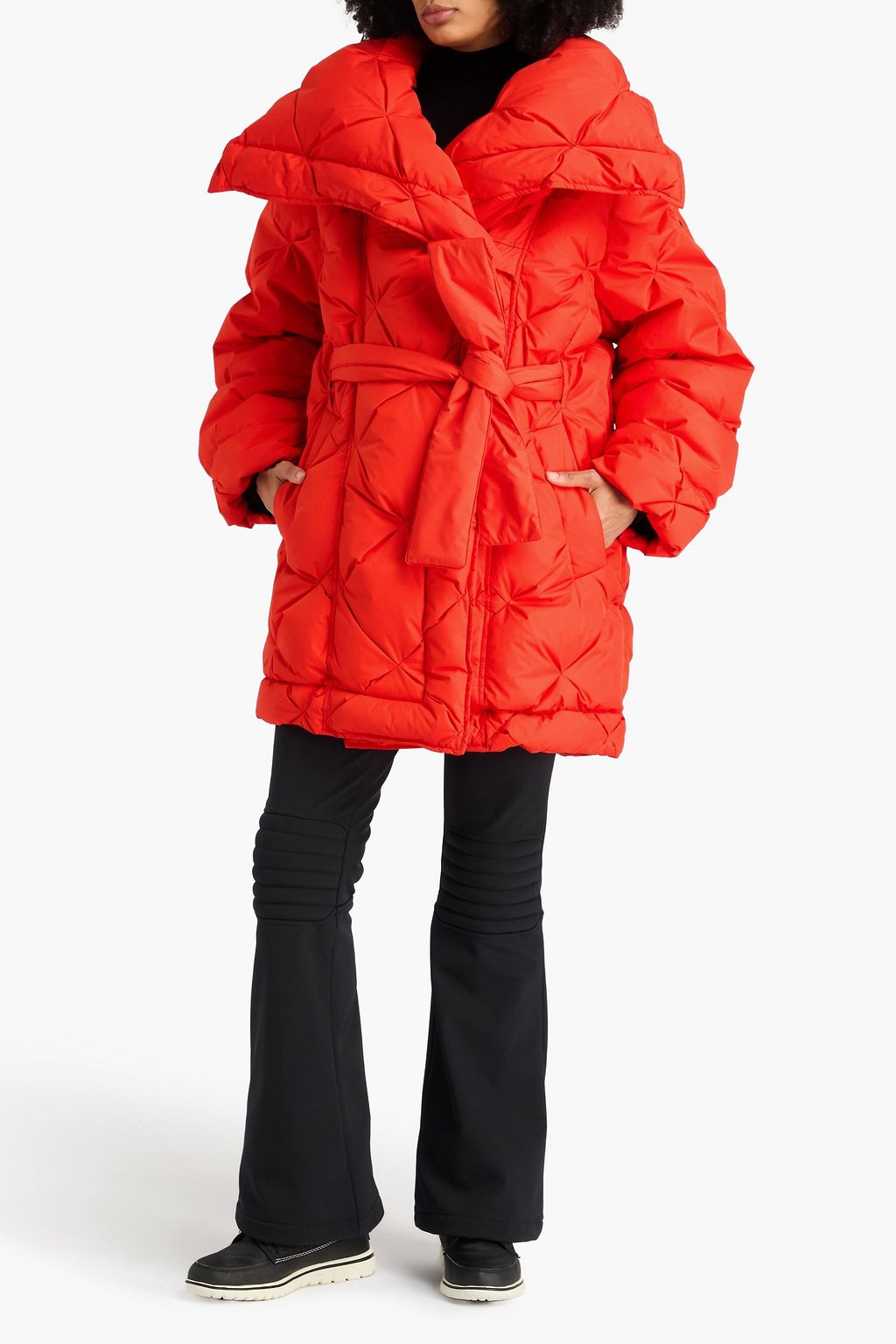 GOLDBERGH Lauren belted quilted shell down coat