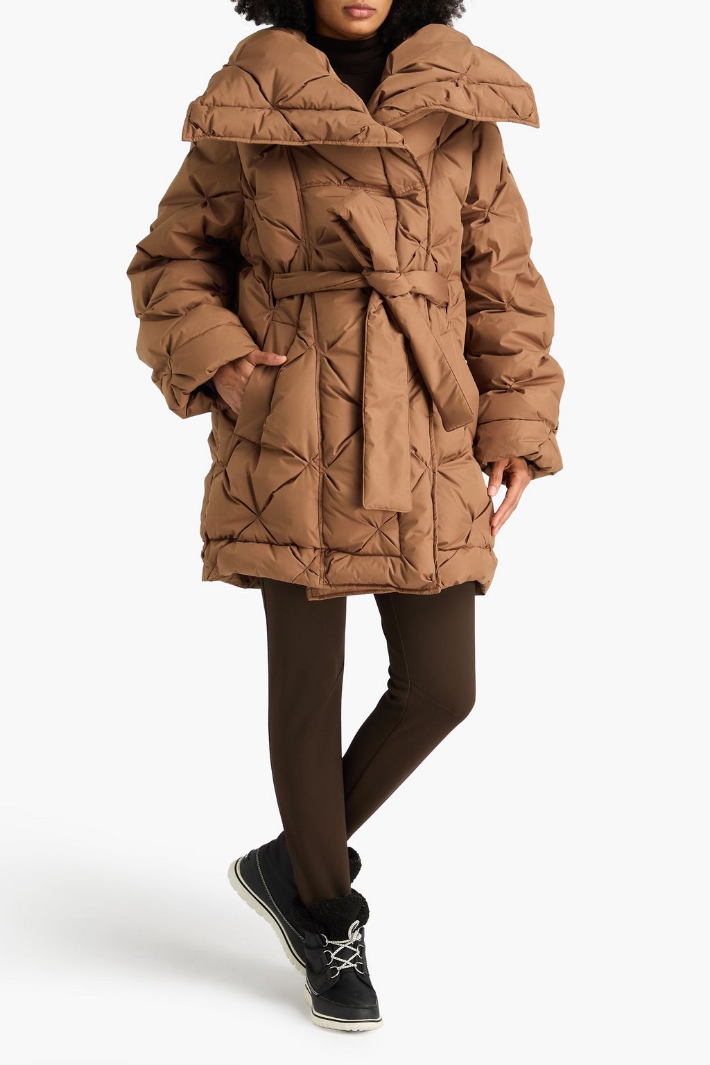 GOLDBERGH Lauren belted quilted shell down coat