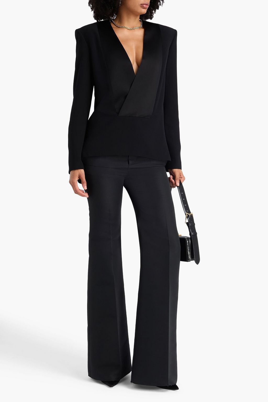 BALMAIN Jacke aus Crêpe mit Satinbesatz