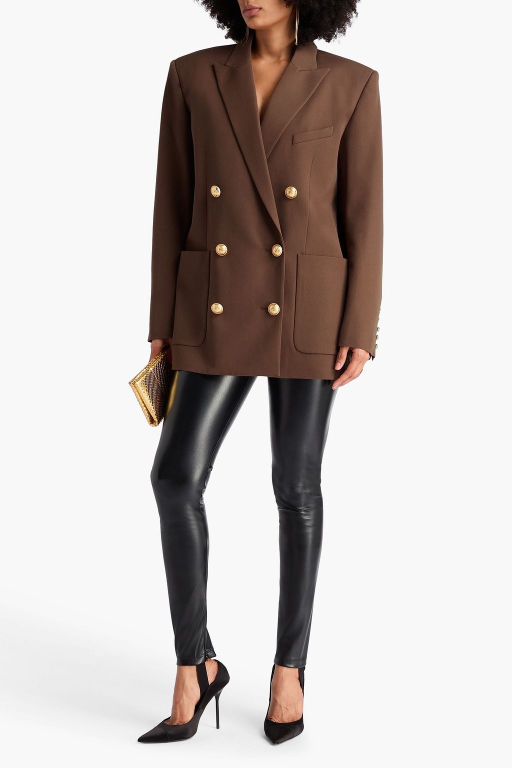 BALMAIN بليزر من صوف غران دو بودر بصفين من الأزرار