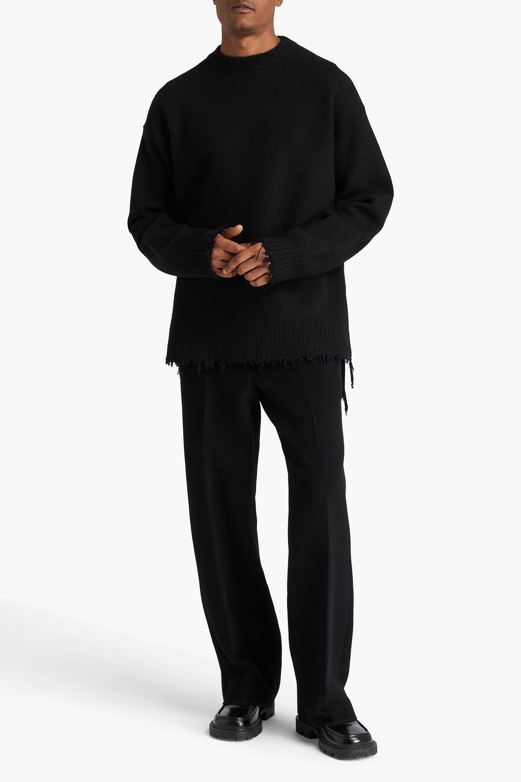 JIL SANDER Frayed wool-blend sweater