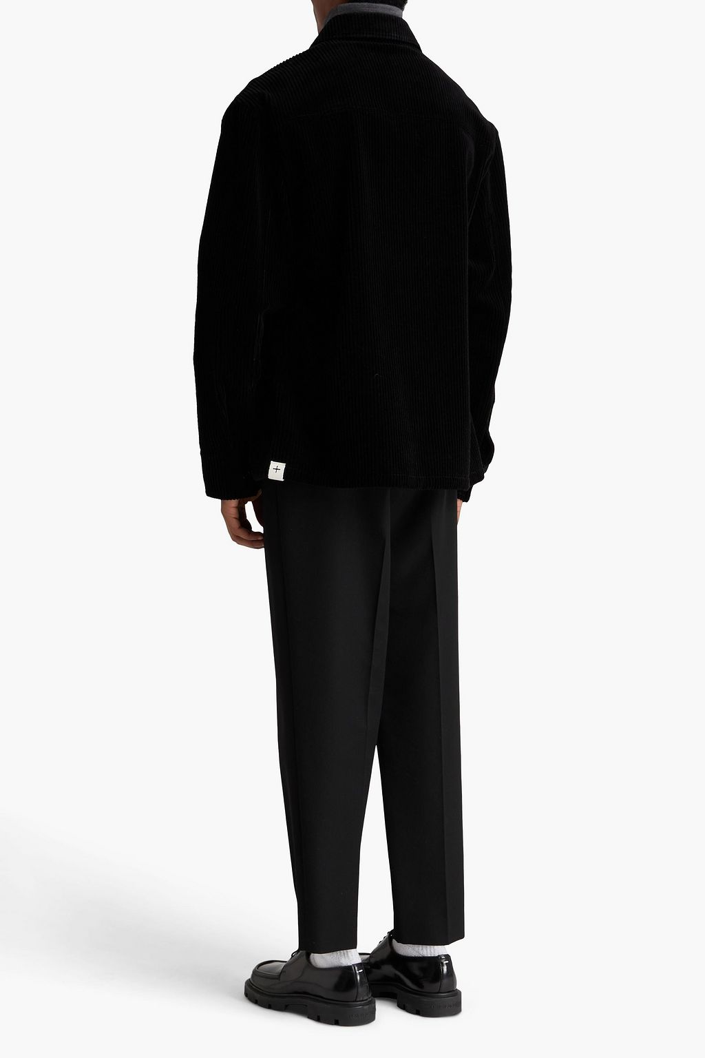 JIL SANDER قميص من القطن والمخمل المضلّع