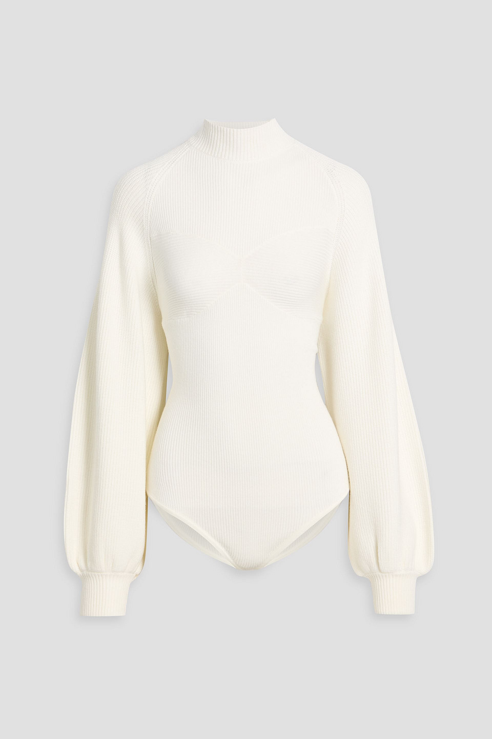Farm Rio Twisted Cutout Ribbed-knit Bodysuit In White