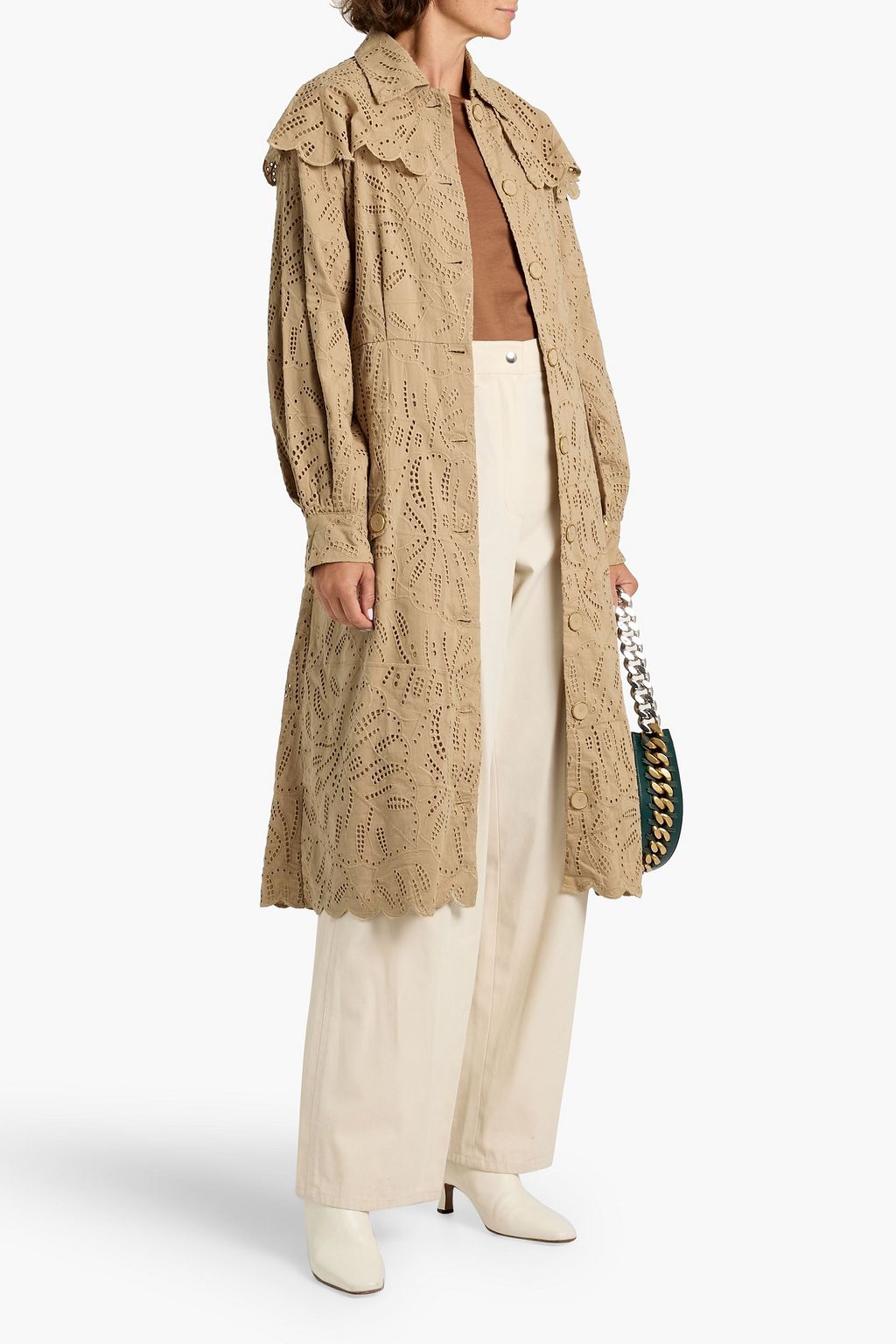 FARM RIO Broderie anglaise cotton trench coat