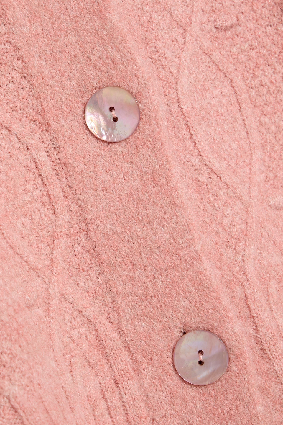 Farm Rio Ruffled Cable-knit Cardigan In Pink