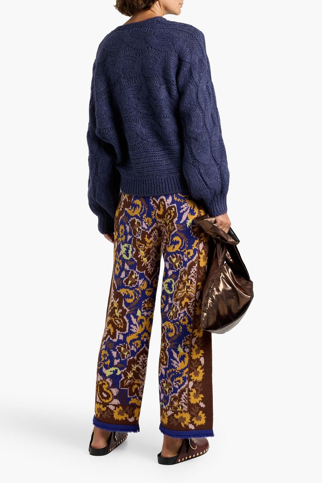 FARM RIO Jacquard-knit wide-leg pants